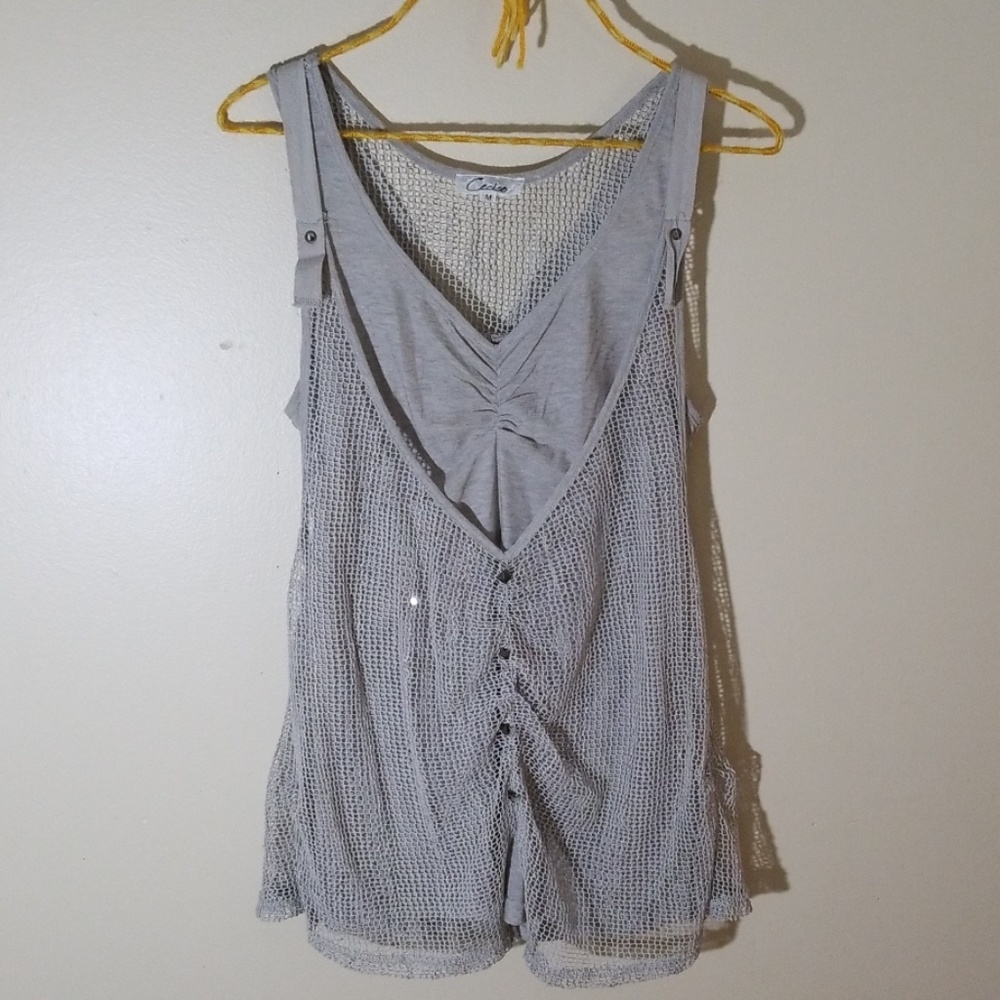 Grey tank with detailed vest